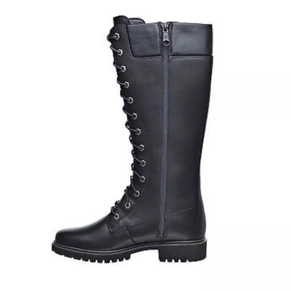 Timberland 8632A Black leather Women's Tall 14 inch Boots Side Zip size 6 NEW - Picture 2 of 11